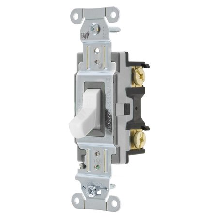 BRYANT Toggle Switch, General Purpose AC, Single Pole, 15A 120/277V AC, Side Wired Only, White CS115BW